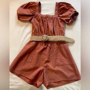 Cute square neck romper with pockets